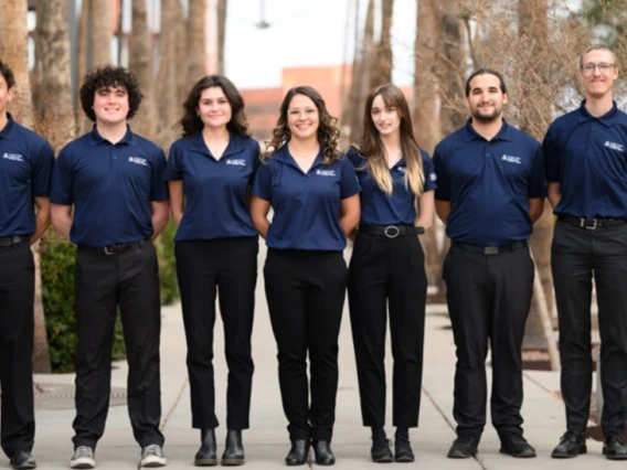 (From left) Erian Perez-Gamboa, Malcolm West, Samantha Perry, Lauren Froberg, Shelby Janssen, David Sepulveda and Tej Scott comprise Team 25009.